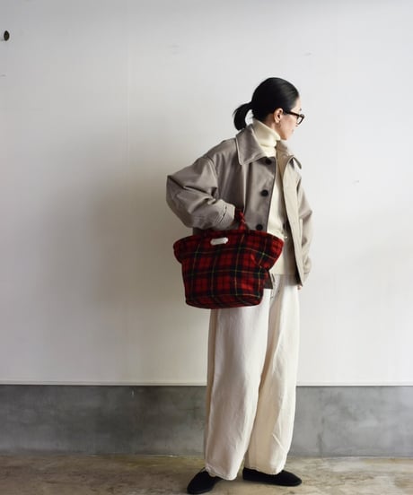JOICEADDED/WOOL GABARDINE HALF COAT