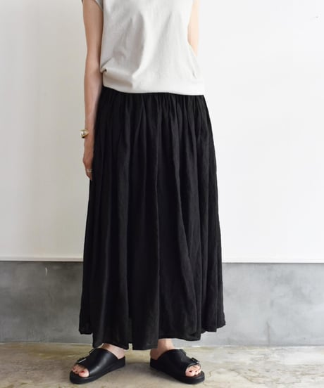 R&D.M.CO/LINEN HENP GAUZE GATHER LONG SKIRT