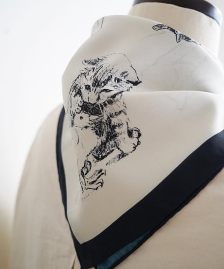 R&D.M.CO/SKETCH BOOK PANEL SILK SCARF