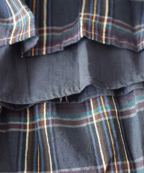 MAISON DE SOIL / WOOL/COTTON  PLAIN WEAVE CHECK MINI PINTUCK FLARED SKIRT