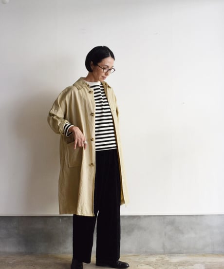 R&D.M.CO/裏起毛BORDER DROPSHOULDER SHIRT