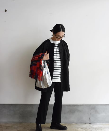maison de soil/QUILTED HAND WOVEN COTTON SILK RAGLAN HALF COAT