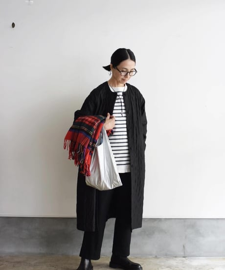 maison de soil/QUILTED HAND WOVEN COTTON SILK PLANE RAGLAN COAT
