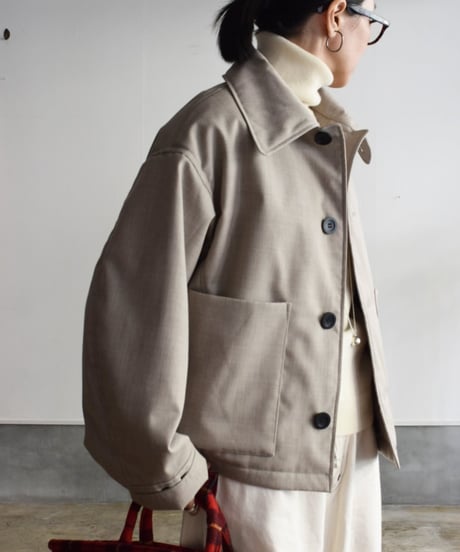 JOICEADDED/WOOL GABARDINE HALF COAT