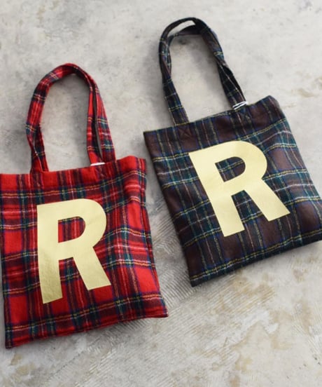 R&D.M.CO/WOOL TARTAN CHECK TOTE BAG