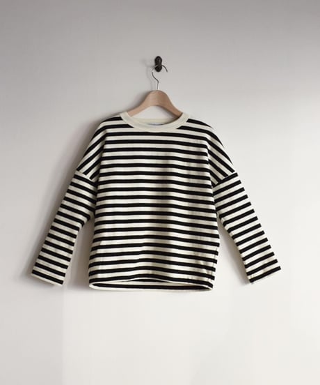 R&D.M.CO/裏起毛BORDER DROPSHOULDER SHIRT