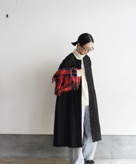 maison de soil/QUILTED HAND WOVEN COTTON SILK PLANE RAGLAN COAT