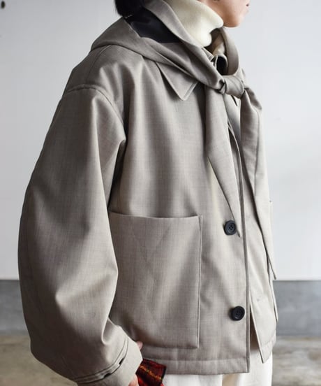 JOICEADDED/WOOL GABARDINE HALF COAT