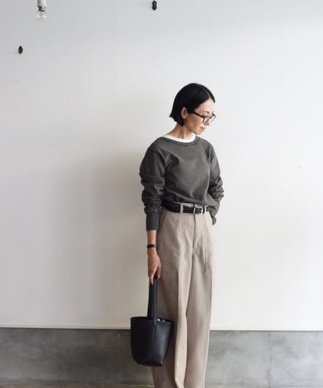 YLE'VE/COTTON PIGMENT DYE  LONG SLEEVE SHIRT