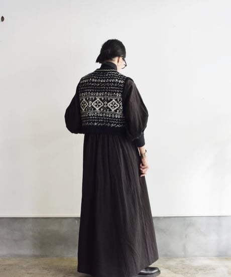JoICEADDED/JACGUARD PATTERN KNITTED VEST