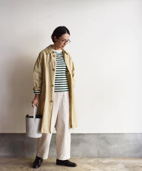 R&D.M.CO/裏起毛BORDER DROPSHOULDER SHIRT