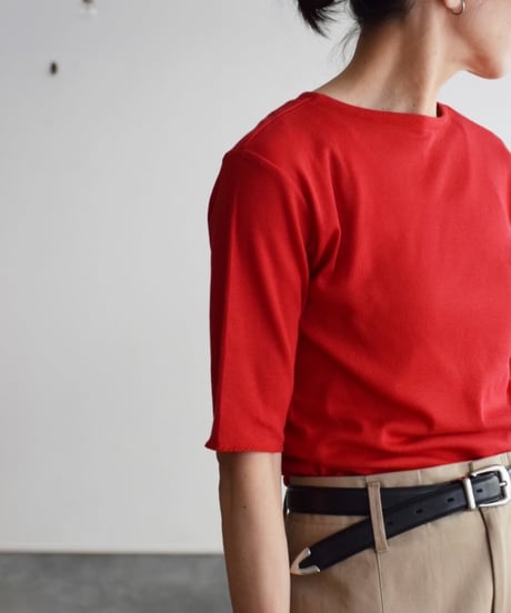 MEYAME/SOFT RIB HALF SLEEB TEE