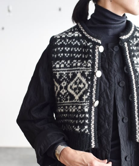 JoICEADDED/JACGUARD PATTERN KNITTED VEST