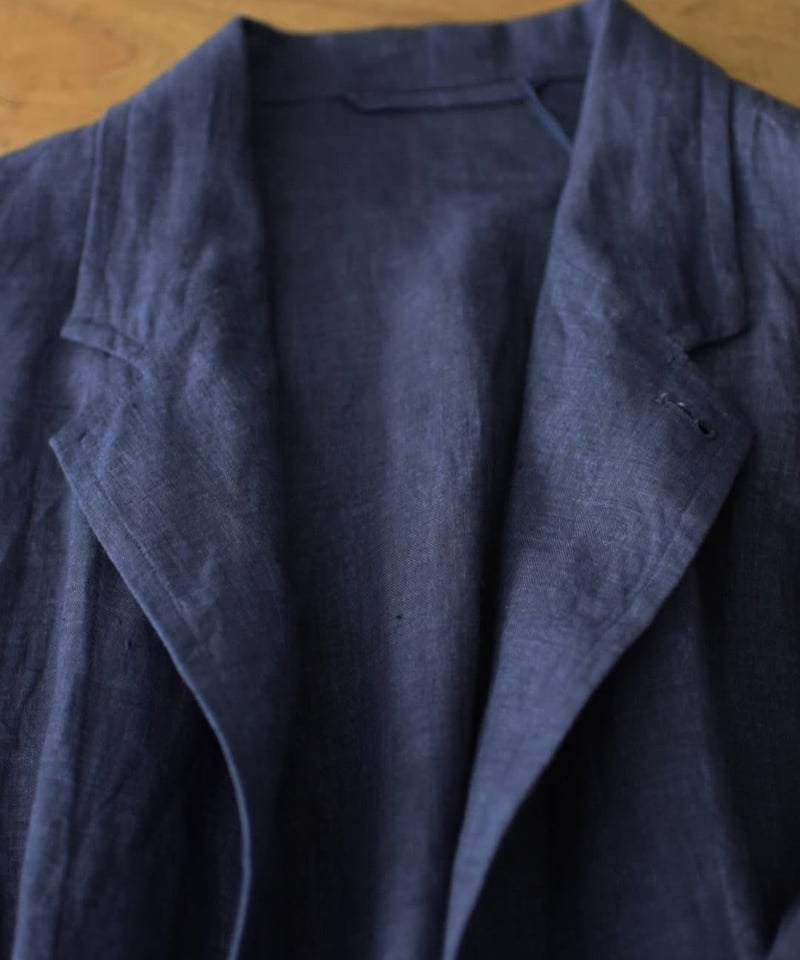 エルネスト⭐️42⭐️春夏ジャケット⭐️リネンヘリンボーン⭐️濃紺ネイビー金ボタン YLEVE/LINEN POPLIN JK | ALCOT