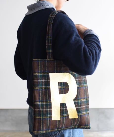 R&D.M.CO/WOOL TARTAN CHECK TOTE BAG