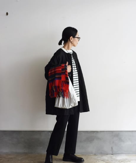 maison de soil/QUILTED HAND WOVEN COTTON SILK RAGLAN HALF COAT