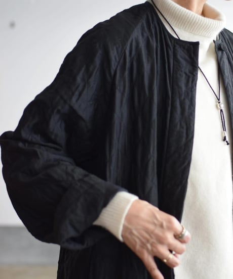maison de soil/QUILTED HAND WOVEN COTTON SILK PLANE RAGLAN COAT