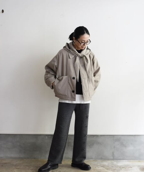 JOICEADDED/WOOL GABARDINE HALF COAT