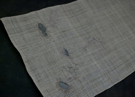B2-1.    冰来 -hyorai-　~ 古布と茶染め刺繡~  (茶敷布のみ )/ 橘 美彩
