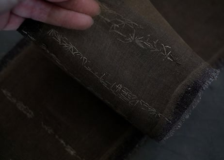 B2-7.    香綴 -kotsuzuri-　~ 古布と茶染め刺繡~  (茶敷布のみ) / 橘 美彩