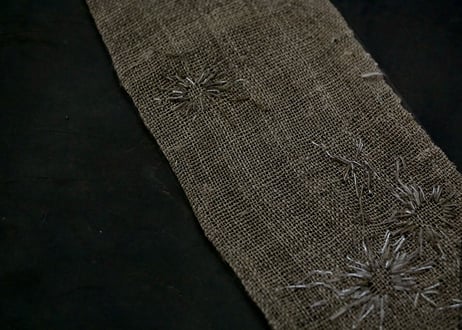 B2-4.    夜香 -yako-　~ 古布と茶染め刺繡~  (茶敷布のみ) / 橘 美彩