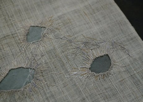 B2-1.    冰来 -hyorai-　~ 古布と茶染め刺繡~  (茶敷布のみ )/ 橘 美彩