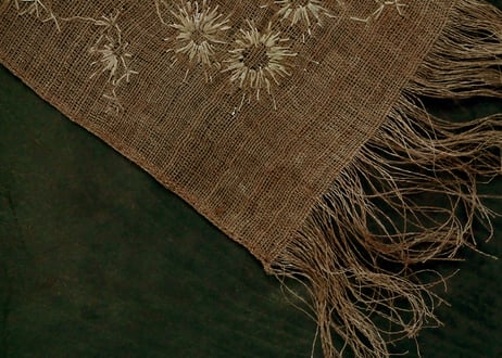 B2-3.    悠雨 -yusame-　~ 古布と茶染め刺繡~  (茶敷布のみ) / 橘 美彩