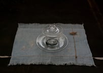 B2-6.    湖響 -cokyo-　~ 古布と茶染め刺繡~  (茶敷布のみ) / 橘 美彩