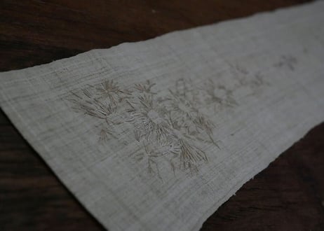 B2-2.   華の時雫 -hana no tokishizuku-　~ 古布と茶染め刺繡~  (茶敷布のみ) / 橘 美彩