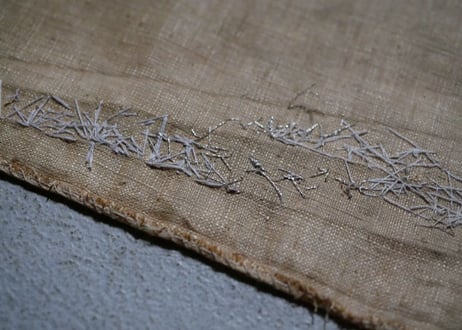 B2-9.    風許 -kazayurushi-　~ 古布と茶染め刺繡~  (茶敷布のみ) / 橘 美彩