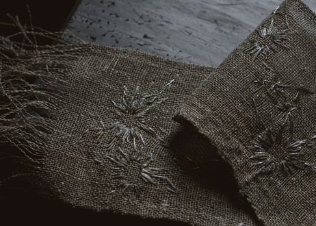 B2-4.    夜香 -yako-　~ 古布と茶染め刺繡~  (茶敷布のみ) / 橘 美彩