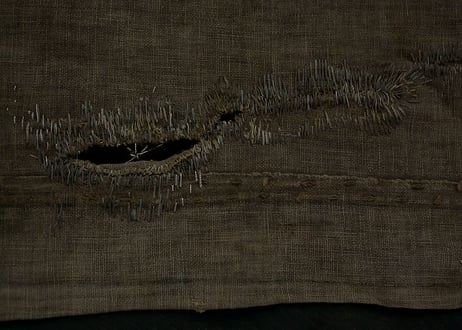 B2-8.    樹暦 -kigoyomi-　~ 古布と茶染め刺繡~  (茶敷布のみ) / 橘 美彩