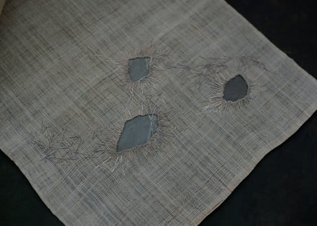 B2-1.    冰来 -hyorai-　~ 古布と茶染め刺繡~  (茶敷布のみ )/ 橘 美彩