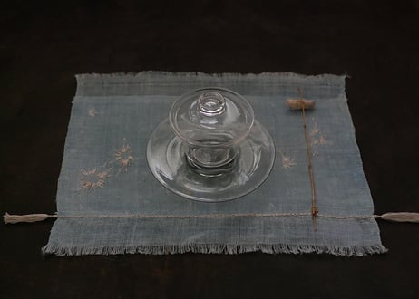 B2-5.    湖響 -cokyo-　~ 古布と茶染め刺繡~  (茶敷布のみ)  / 橘 美彩
