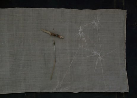 B1- 7.  霰歌 -arareuta-  （ 3-Piece Set）~ 古布と茶染め刺繡 ~ / 橘 美彩