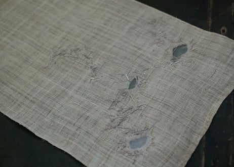B2-1.    冰来 -hyorai-　~ 古布と茶染め刺繡~  (茶敷布のみ )/ 橘 美彩