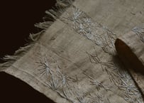 B2-9.    風許 -kazayurushi-　~ 古布と茶染め刺繡~  (茶敷布のみ) / 橘 美彩