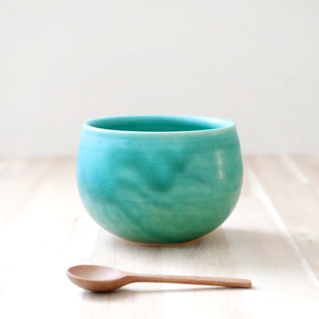 トルコ青マット釉のカフェオレボウル