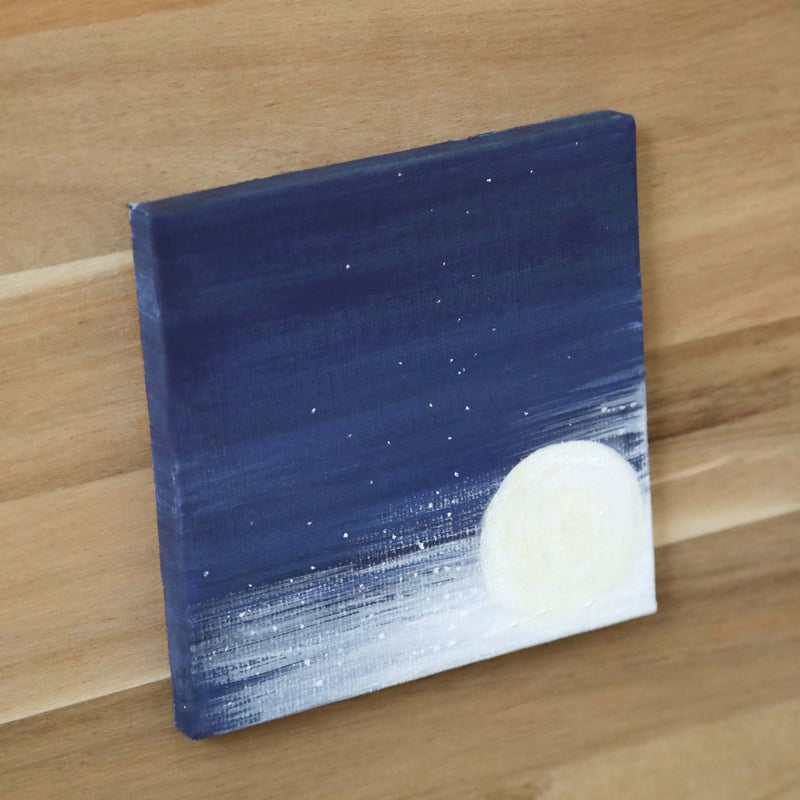 小さなアクリル原画「星降る月夜」 | 創作工房 あめつち薫る