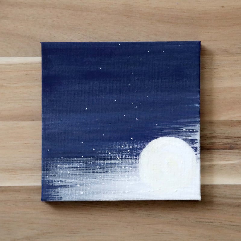 小さなアクリル原画「星降る月夜」 | 創作工房 あめつち薫る