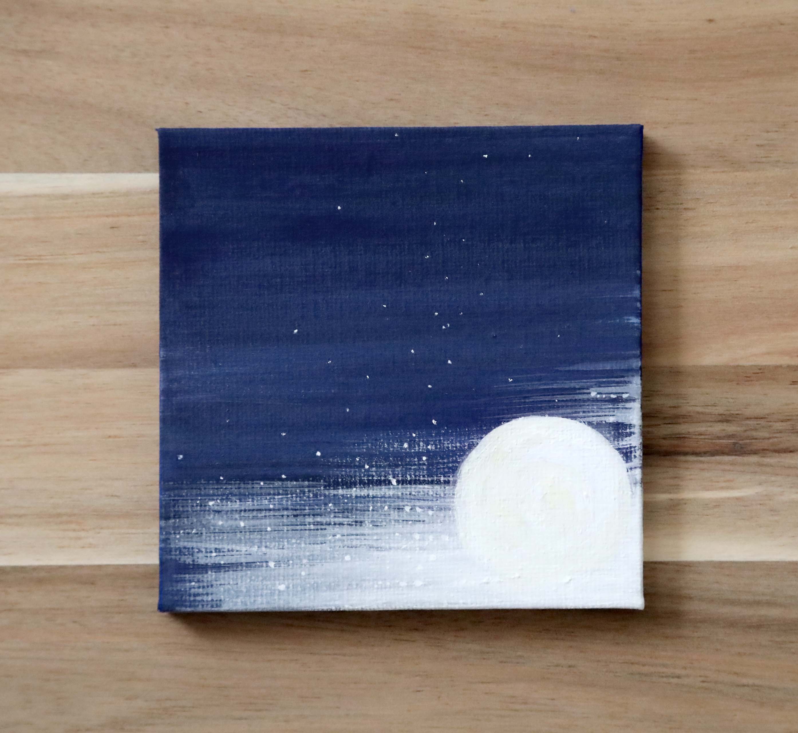 小さなアクリル原画「星降る月夜」 | 創作工房 あめつち薫る