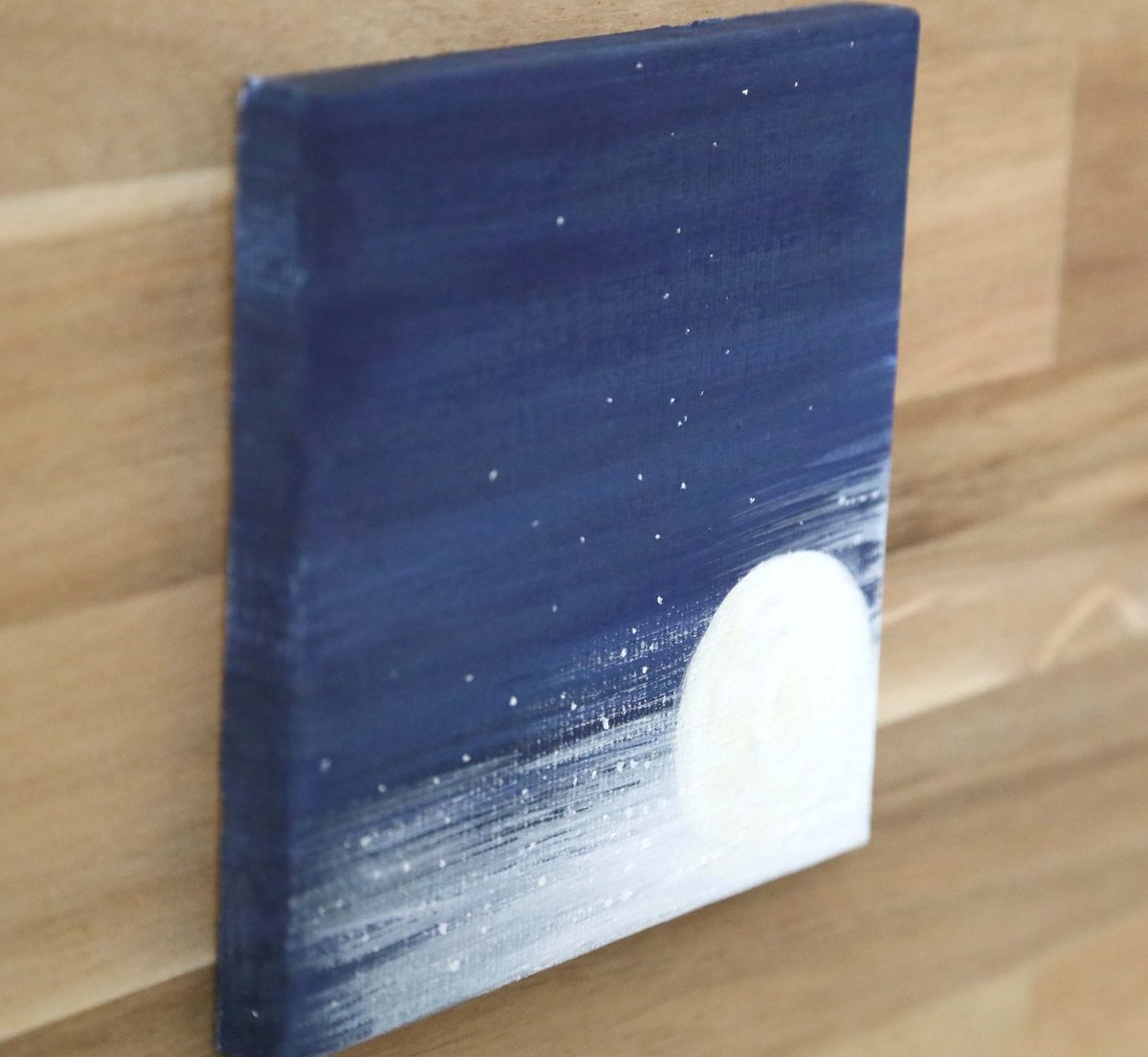 小さなアクリル原画「星降る月夜」 | 創作工房 あめつち薫る