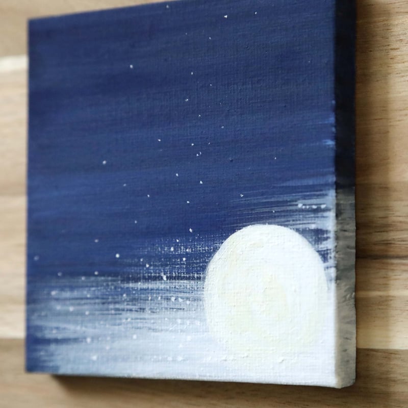 小さなアクリル原画「星降る月夜」 | 創作工房 あめつち薫る