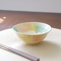 【SALE】生成色のマット釉と春色三彩のリム碗