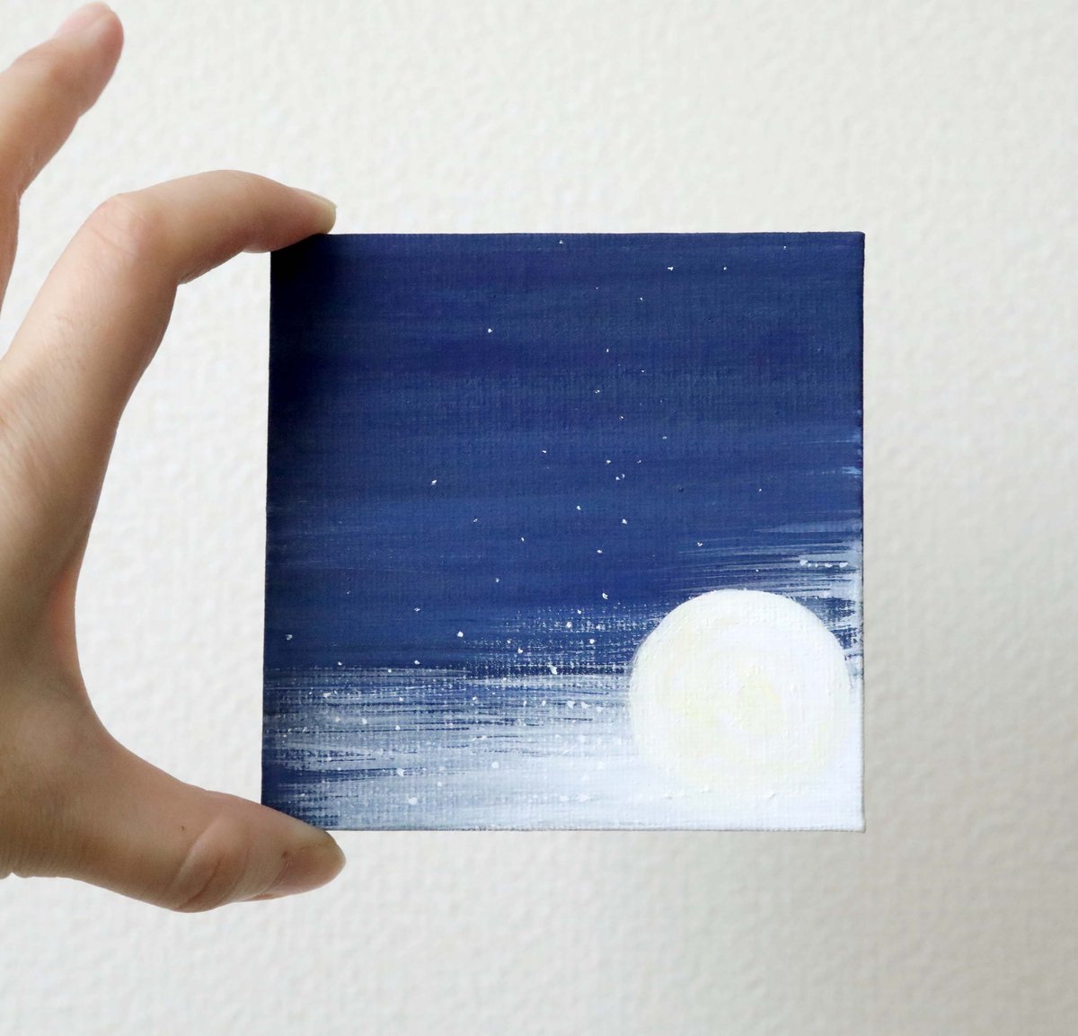 小さなアクリル原画「星降る月夜」 | 創作工房 あめつち薫る