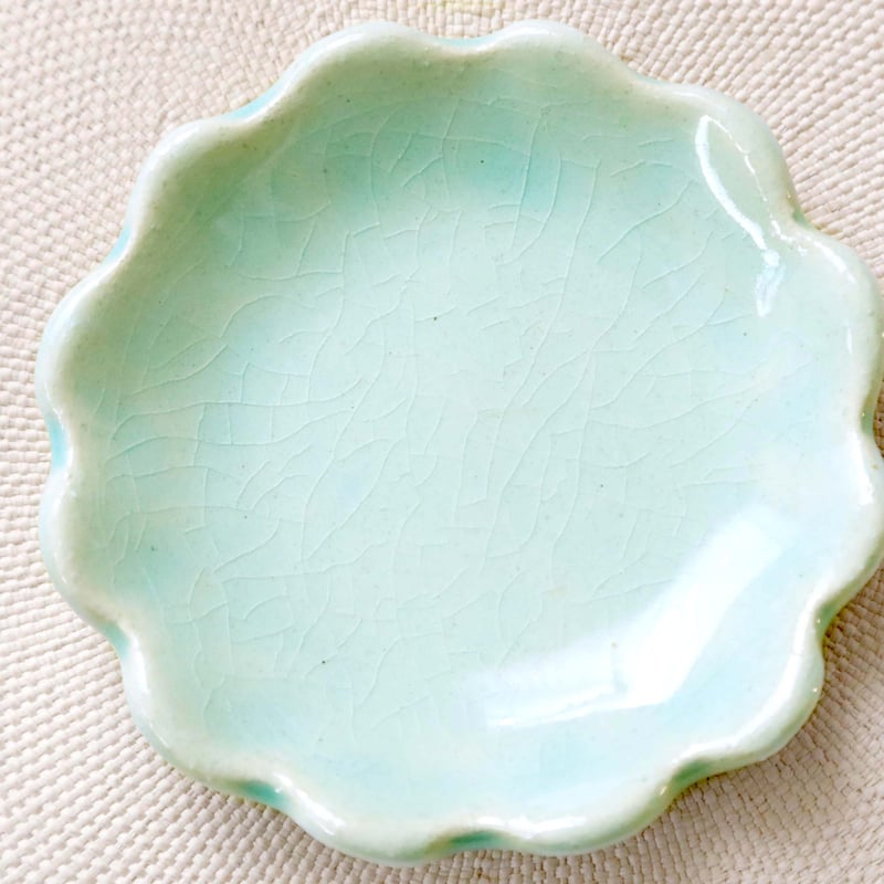 SALE】十二花弁輪花小皿 水色ガラス | 創作工房 あめつち薫る
