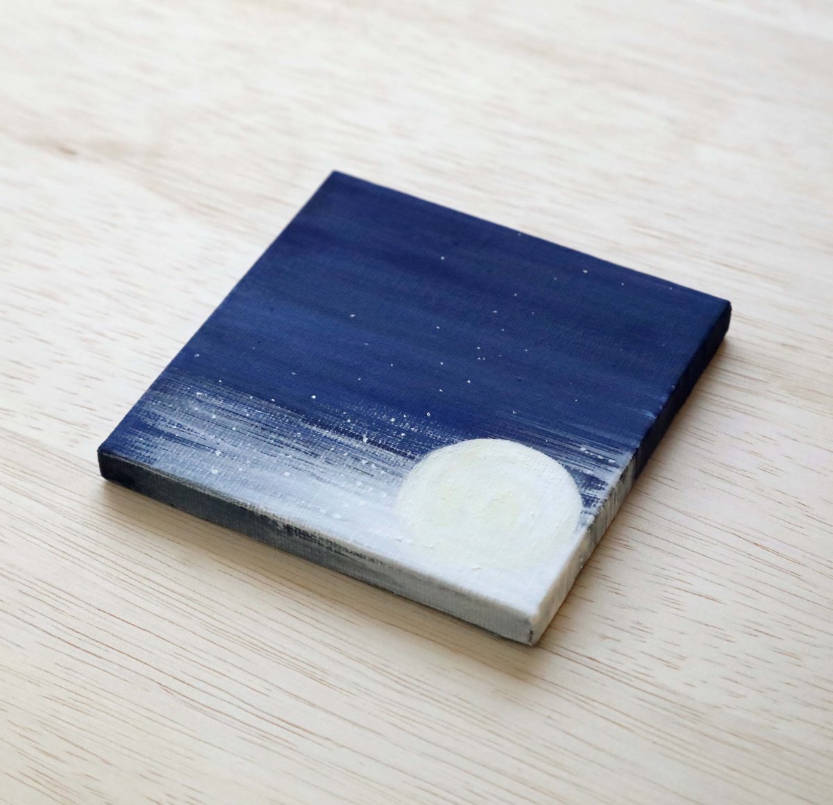 小さなアクリル原画「星降る月夜」 | 創作工房 あめつち薫る