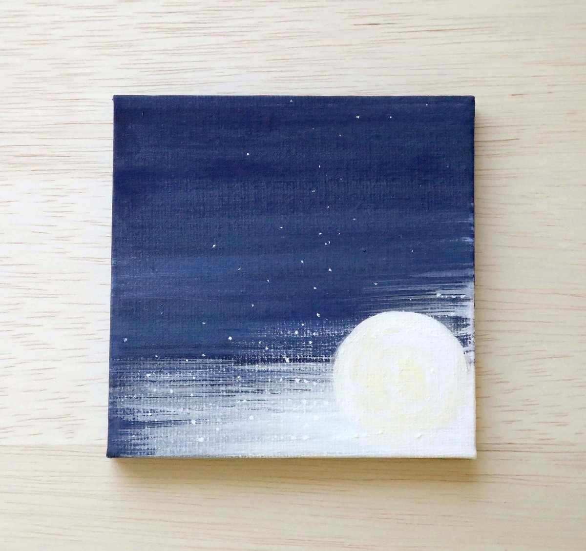 小さなアクリル原画「星降る月夜」 | 創作工房 あめつち薫る