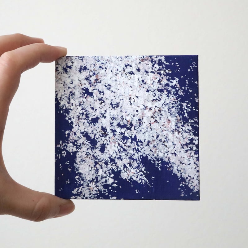 【原画】夜光華　アクリル画 小さなアクリル原画「夜桜の舞」 | 創作工房 あめつち薫る