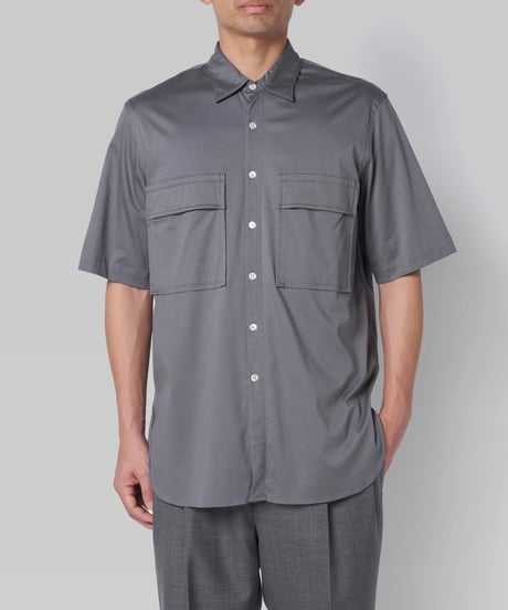 【:colon】CSH-15 - Cotton Smooth - Grey / ショートスリーブ ダブルポケットシャツ